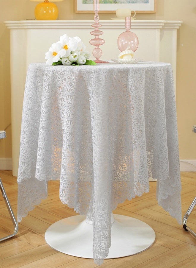 Lace Tablecloth,Small Table Cloth for Round Coffee Table 90 x 90cm -Grey - Image 3